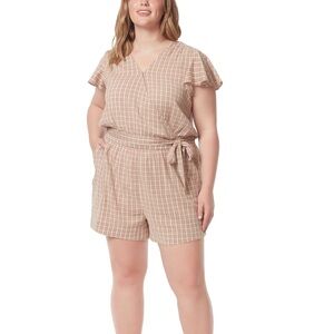 Jessica Simpson Gingham Plaid Short Sleeve Romper 1x NWT